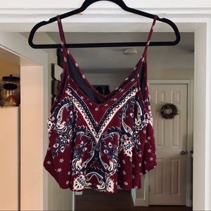 Maroon handkerchief/bandana style crop top